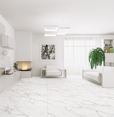 Порцелановые плитки в стиле современного дизайна Bianco Carrara White для декорации гостиной